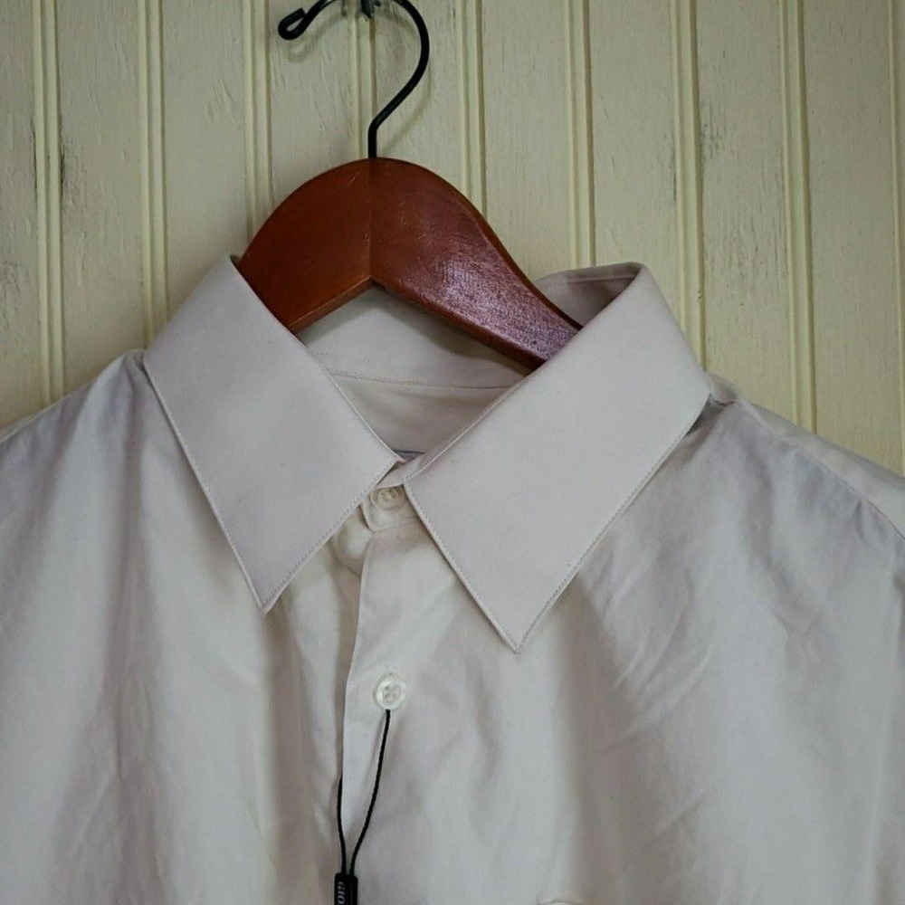 Gioberti Dress Shirt Mens M White Solid Classic Fit Pocket Long Sleeve Woven‎